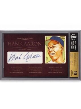 Hank Aaron 1/1 Signed Super Break The Bar 14K Gold Bar 9x6 Baseball Card Auto